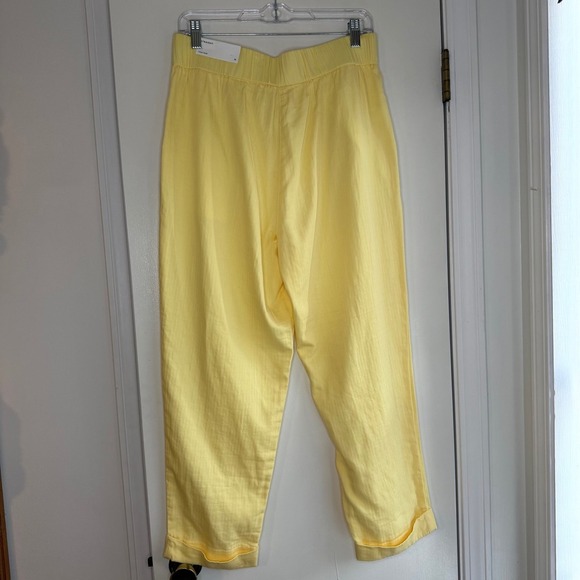 Loft Outlet Yellow Cotton High Rise Straight Leg Crop Pants Size M - Picture 3 of 10